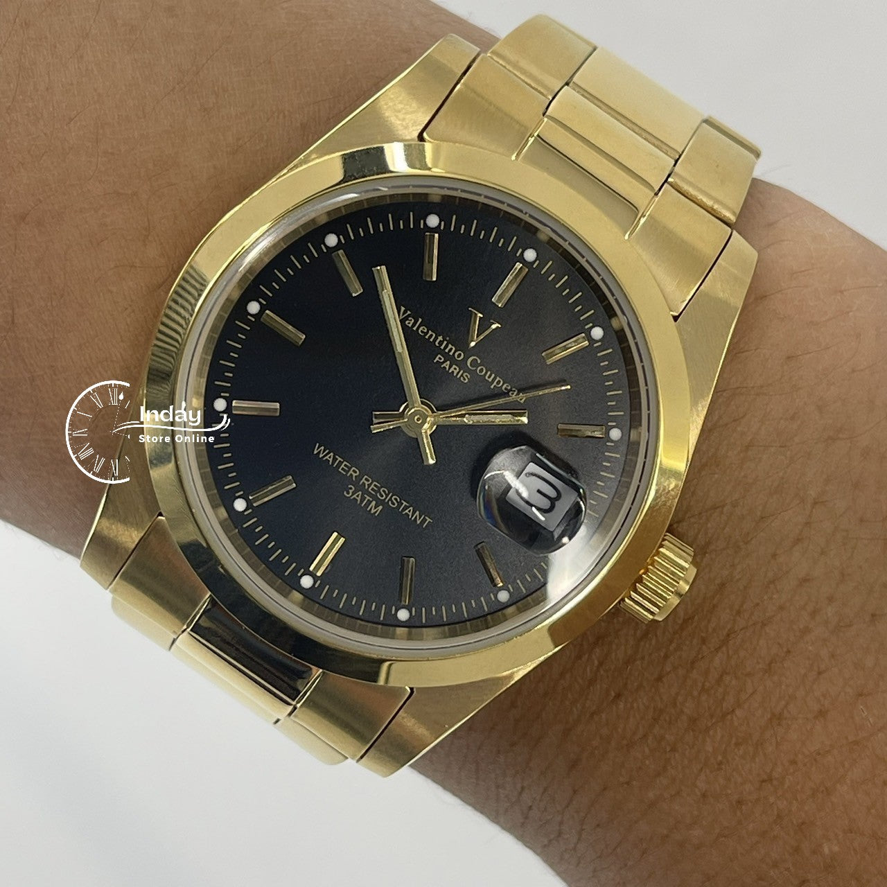 范倫鐵諾 古柏 Coupeau Men's Watch 12168KM-14 Gold Tone Stainless Steel Band