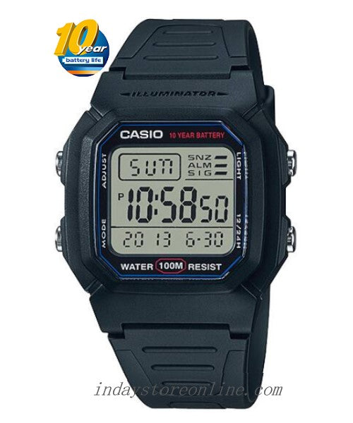 Casio Digital Unisex Watch W-800H-1A Digital Resin Band Resin Glass Battery Life: 10 Years
