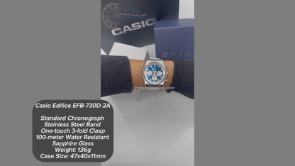 Casio Edifice Men's Watch EFB-730D-2A Stainless Steel Band Solid Band Sapphire Crystal