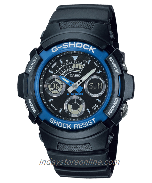 Casio G-Shock Men's Watch AW-591-2A Unique Shock-Proof Structure AW-590 Series with Dual City Time