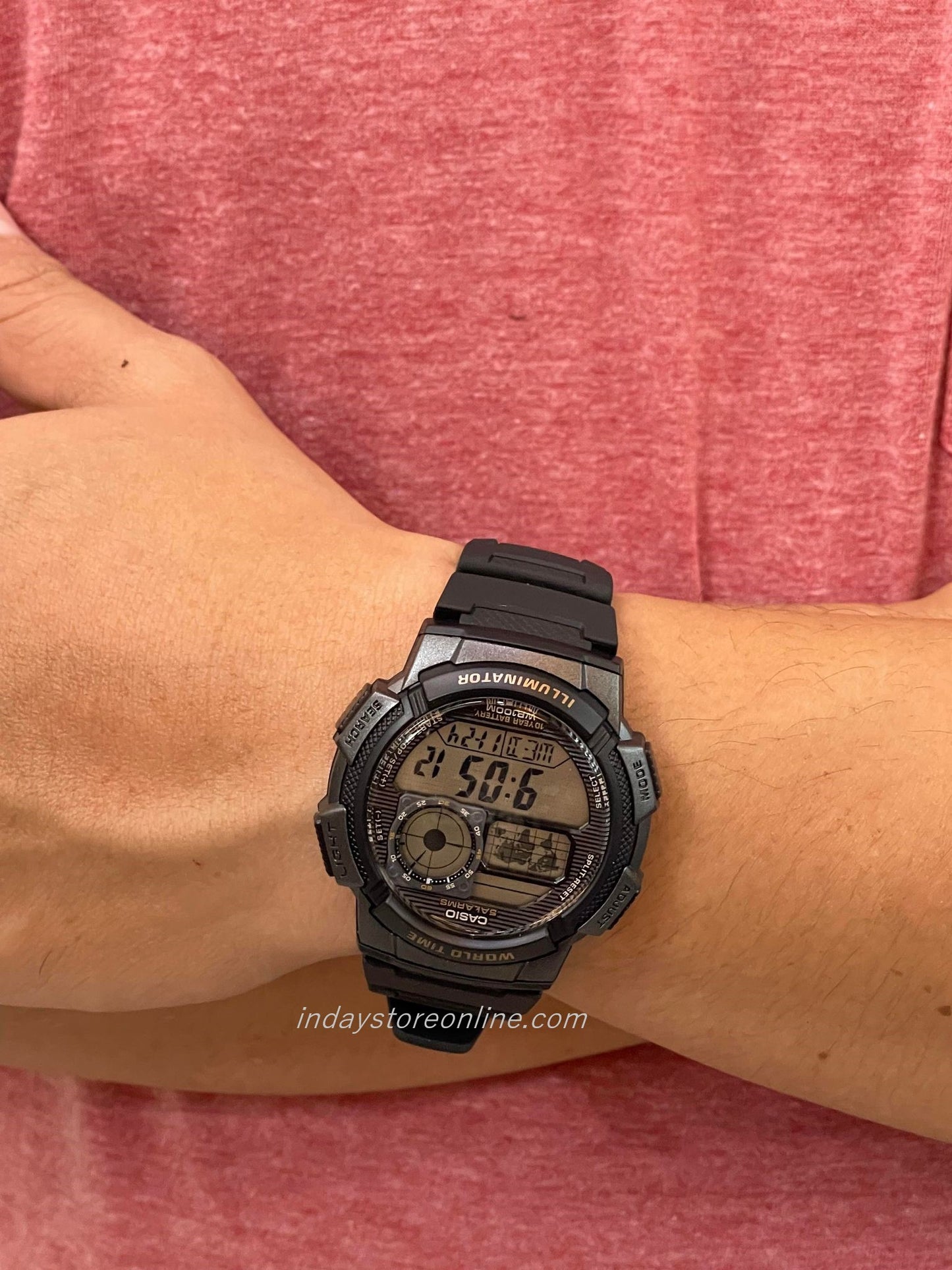 Casio Digital Men's Watch AE-1000W-1A 10-Year Battery Life Black Resin Strap