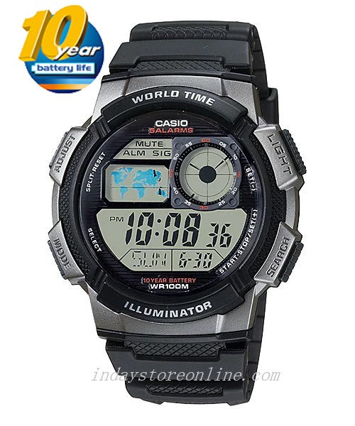 Casio Digital Men's Watch AE-1000W-1B Digital Sporty Design Resin Band Resin Glass Battery life: 10 Years