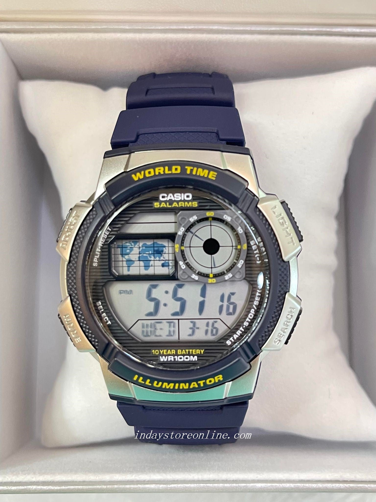 Casio AE-1000W-1A3VCF - Orologio digitale al quarzo da uomo con cinturino in resina, nero/oro, Cinturino Casio AE-1000W-1A3VCF - Orologio digitale al quarzo da uomo con cinturino in resina, nero/oro, Cinturino