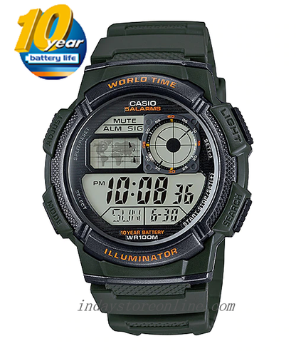 Casio Digital Men's Watch AE-1000W-3A Digital Resin Band Resin Glass