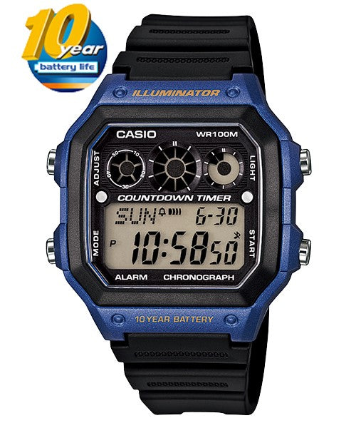 Casio Digital Men's Watch AE-1300WH-2A Digital Resin Band Resin Glass Battery Life: 10 years