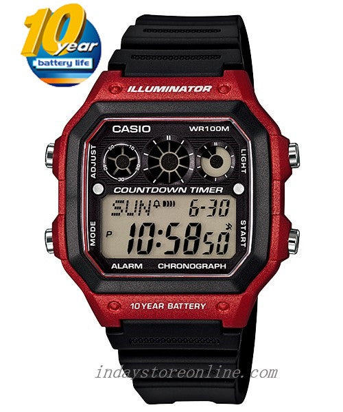 Casio Digital Men's Watch AE-1300WH-4A Digital Resin Band Resin Glass Battery Life: 10 years
