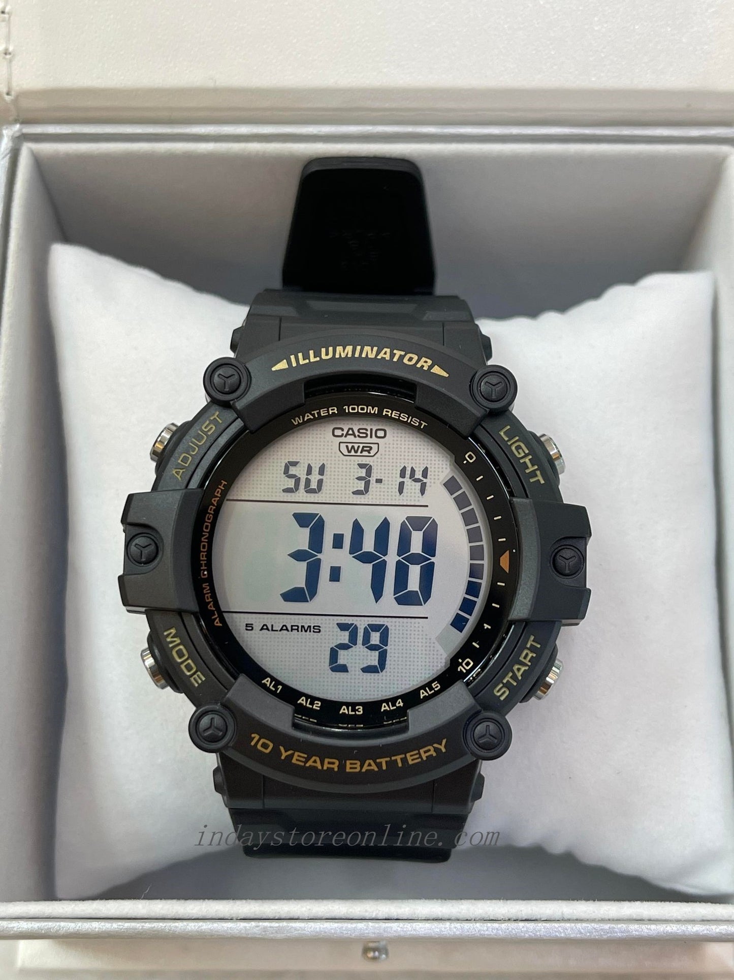 Casio Digital Men's Watch AE-1500WHX-1A 10-Year Battery Life Sporty Design Black Resin Strap