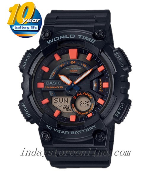 Casio Analog-Digital Men's Watch AEQ-110W-1A2 Resin Band Resin Glass Battery Life 10-Years