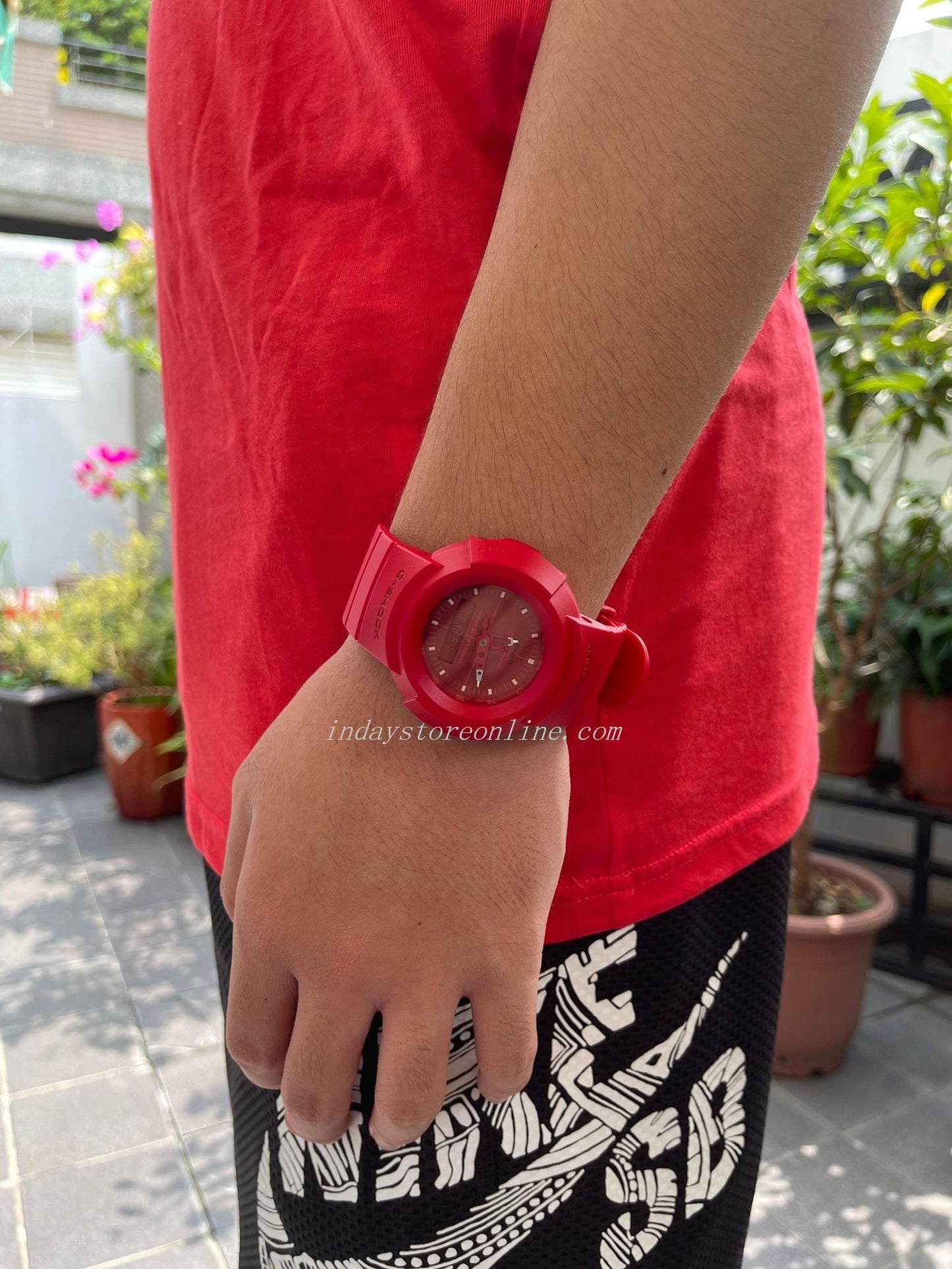Casio G-Shock Men's Watch AW-500BB-4E Analog-Digital AW-500 Series Red Color Shock Resistant Minimal Design Best Seller