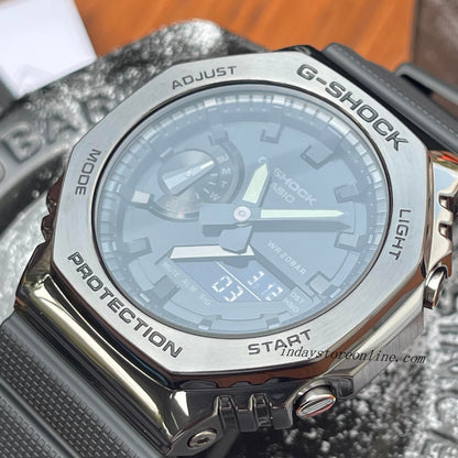 Casio G-Shock Men's Watch GM-2100BB-1A Analog-Digital 2100 Series Black Ion Plating All-Black Fashion