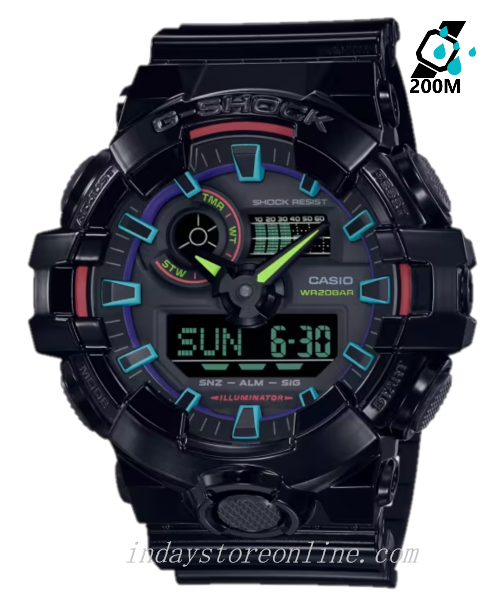 Casio G-Shock Men's Watch GA-700RGB-1A Analog-Digital Virtual Rainbow lineup GA-700 Series