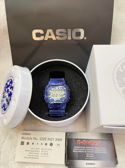 Casio G-Shock Men's Watch DW-5600BWP-2 Digital 5600 Series Blue and White Porcelain Edition