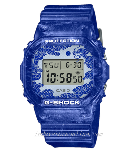 Casio G-Shock Men's Watch DW-5600BWP-2 Digital 5600 Series Blue and White Porcelain Edition