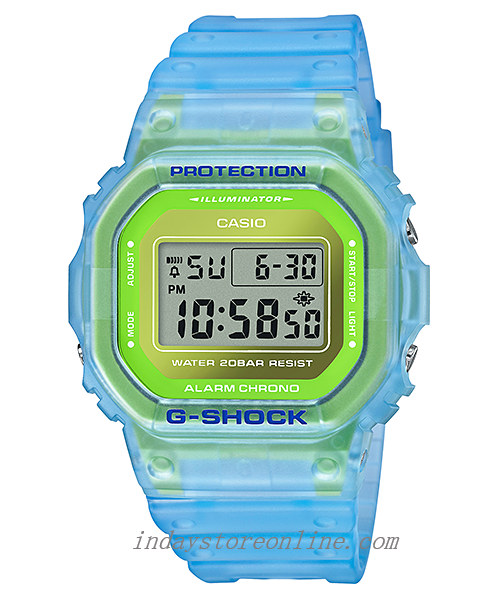 Casio G-Shock Men's Watch DW-5600LS-2 Digital 5600 Series Transparent Blue Vivid Colors Shock Resistant