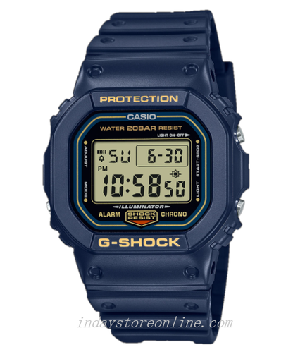 Casio G-Shock Men's Watch DW-5600RB-2 Digital 5600 Series Blue Color Mineral Glass Electro-luminescent Backlight