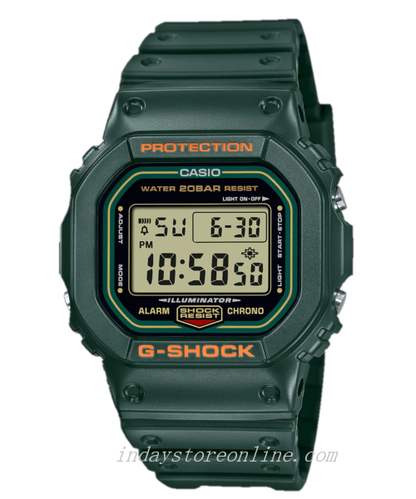 Casio G-Shock Men's Watch DW-5600RB-3 Digital 5600 Series Green Color Mineral Glass Electro-luminescent Backlight