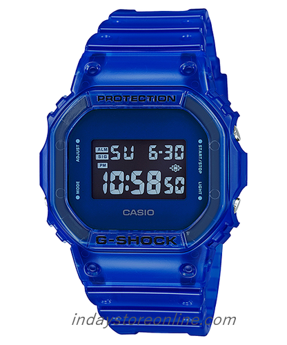 Casio G-Shock Men's Watch DW-5600SB-2 Digital 5600 Series Blue Transparent Color Shock Resistant Mineral Glass