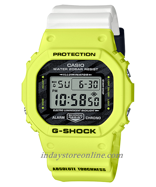 Casio G-Shock Men's Watch DW-5600TGA-9 Digital 5600 Series Yellow/White Color Sporty Design Shock Resistant Mineral Glass