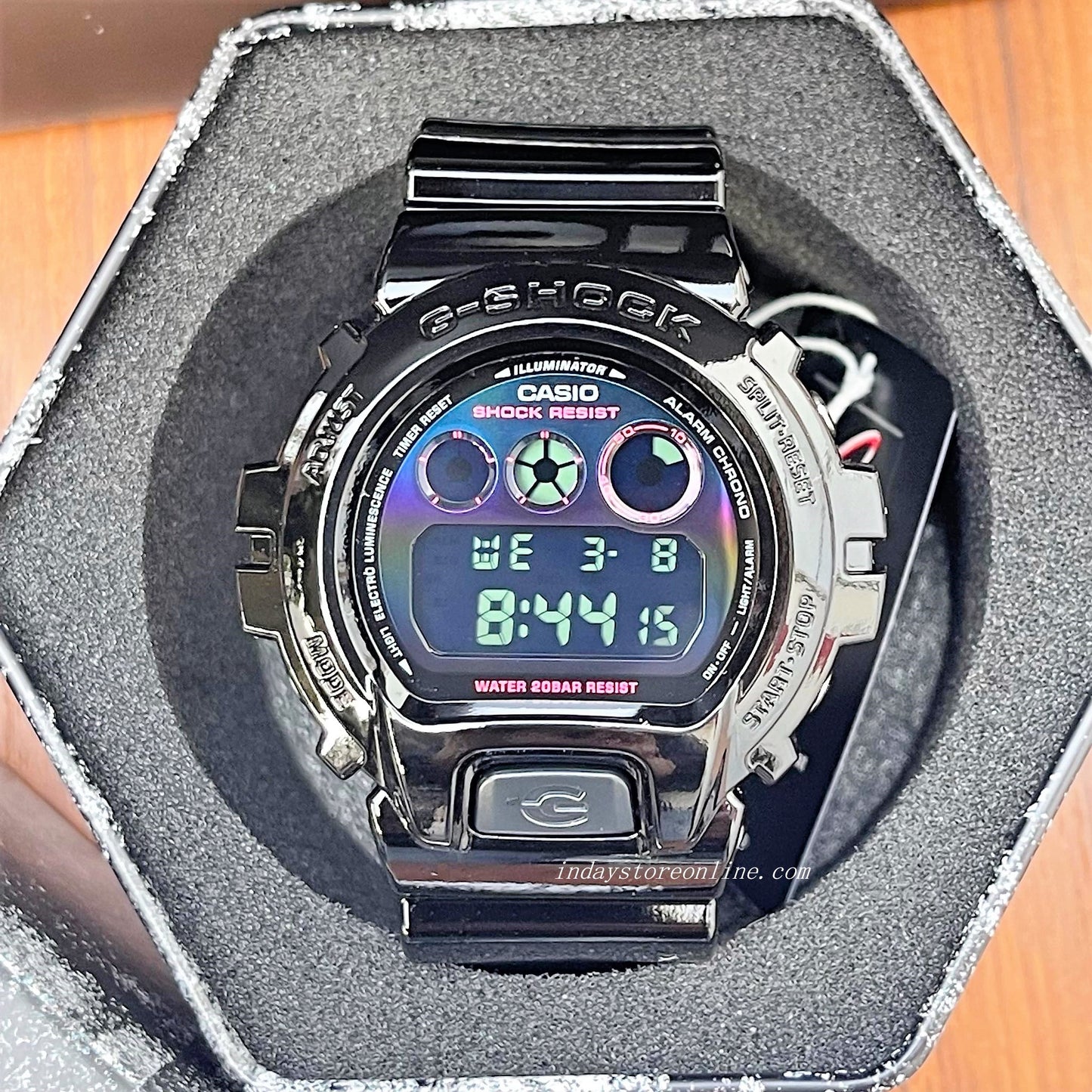 Casio G-Shock Men's Watch DW-6900RGB-1 Digital 6900 Series Virtual Rainbow  in Glossy Black