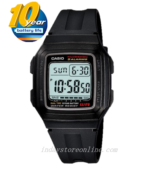 Casio Digital Unisex Watch F-201WA-1A Digital Resin Band Resin Glass Battery Life: 10 Years