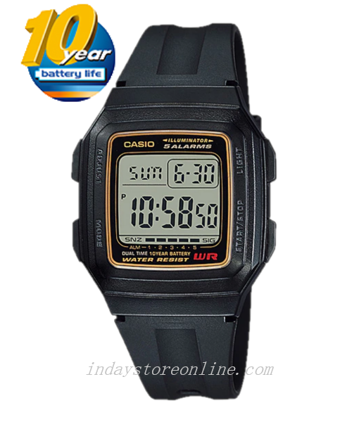 Casio Digital Unisex Watch F-201WA-9A Digital Resin Band Resin Glass Battery Life: 10 Years