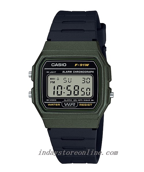 Casio Digital Women's Watch F-91WM-3A Digital Resin Transparent Band Resin Glass Battery Life: 7 Years