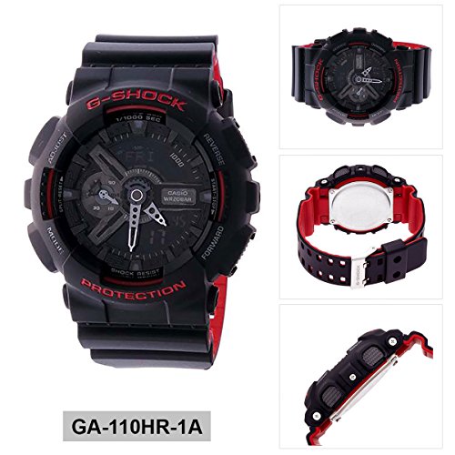 Casio G-Shock Men's Watch GA-110HR-1A Analog-Digital GA-110 Series Sporty Watch Black & Red Series