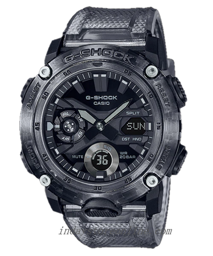 Casio G-Shock Men's Watch GA-2000SKE-8A Analog-Digital GA-2000 Series Black and Clear Color Sporty Design Shock Resistant Mineral Glass