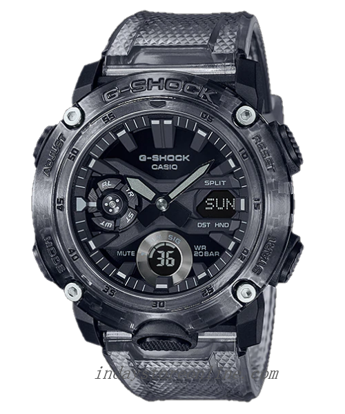 Casio G-Shock Men's Watch GA-2000SKE-8A Analog-Digital GA-2000 Series Black and Clear Color Sporty Design Shock Resistant Mineral Glass