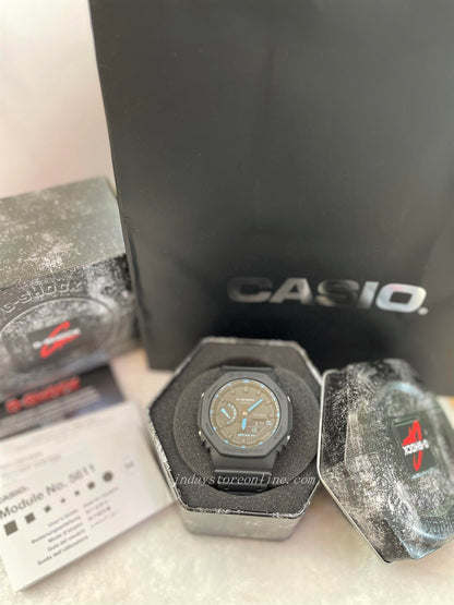 Casio G-Shock Men's Watch GA-2100-1A2 Analog-Digital 2100 Series Matte Black Neon Accent
