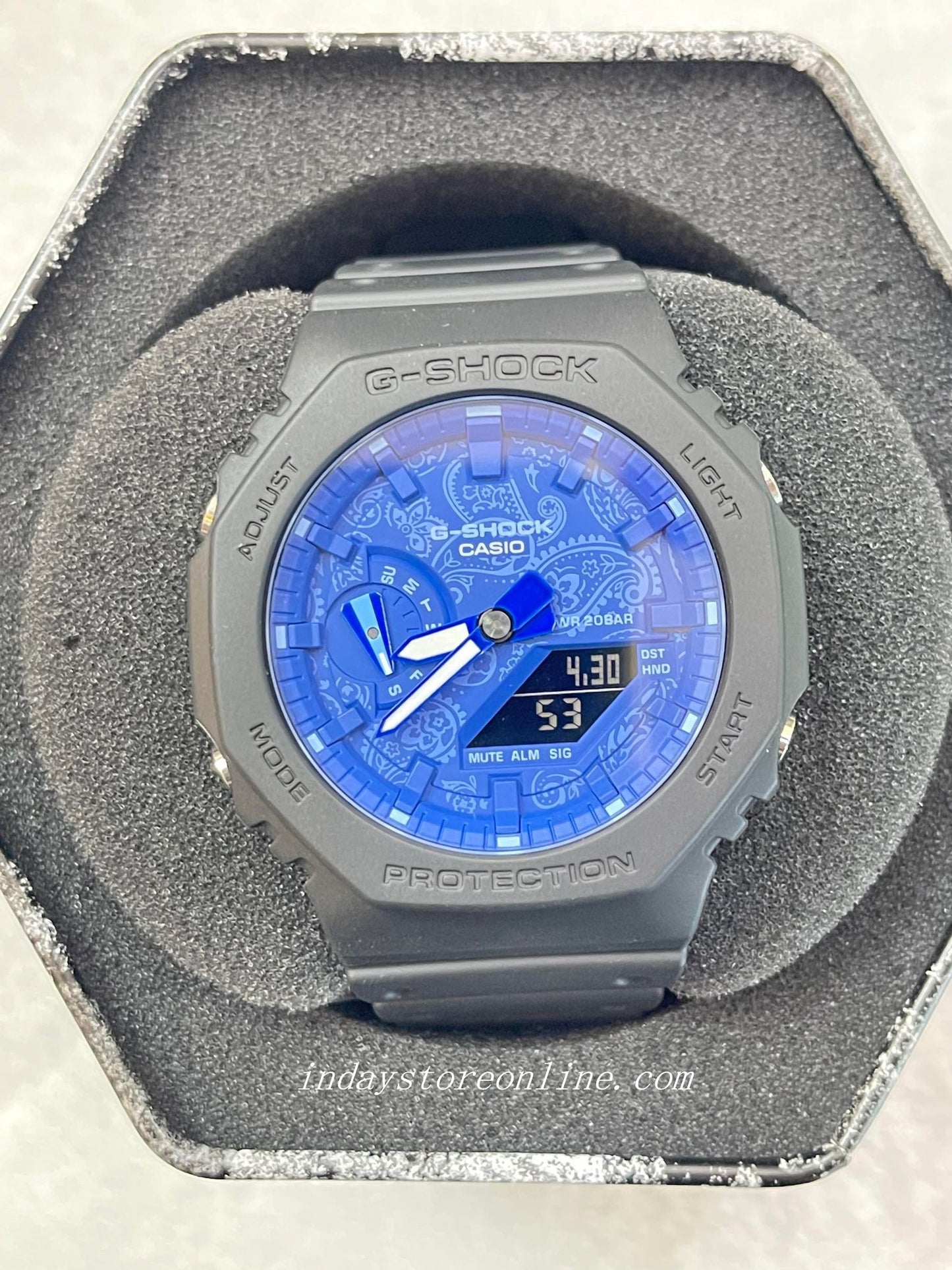 Casio G-Shock Men's Watch GA-2100BP-1A Analog-Digital GA-2100 Series Carbon Core Guard structure  Paisley Blue Series
