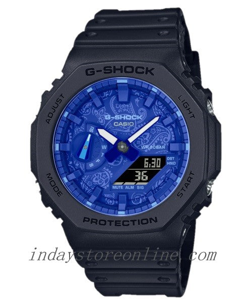 Casio G-Shock Men's Watch GA-2100BP-1A Analog-Digital GA-2100 Series Carbon Core Guard structure  Paisley Blue Series