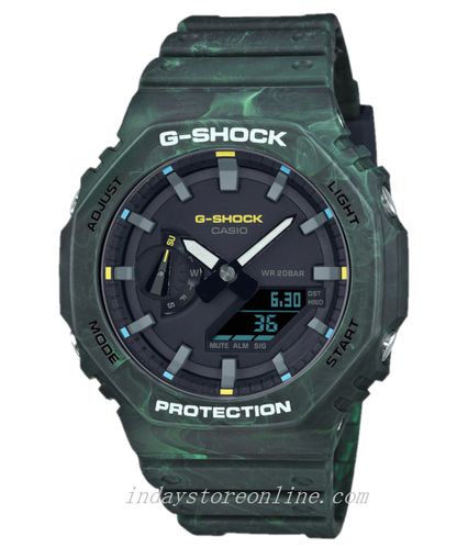 Casio G-Shock Men's Watch GA-2100FR-3A Analog-Digital GA-2100 Mystic Forest Series Carbon Core Guard Structure