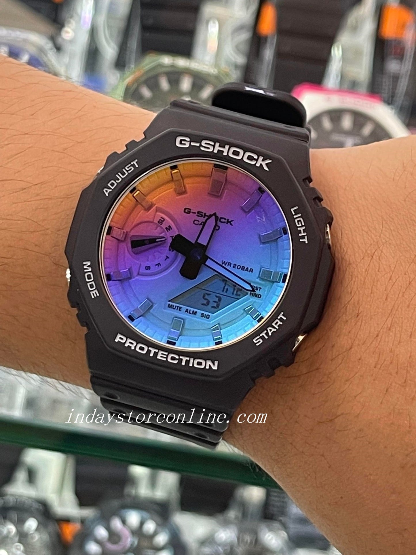 Casio G-Shock Men's Watch GA-2100SR-1A Analog-Digital 2100 Series Iridescent Mul-ti color