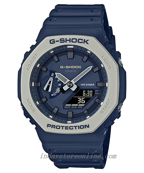 Casio G-Shock Men's Watch GA-2110ET-2A Analog-Digital GA-2100 Series Navy Blue Shock Resistant Carbon Core Guard Structure 200-meter Water Resistance