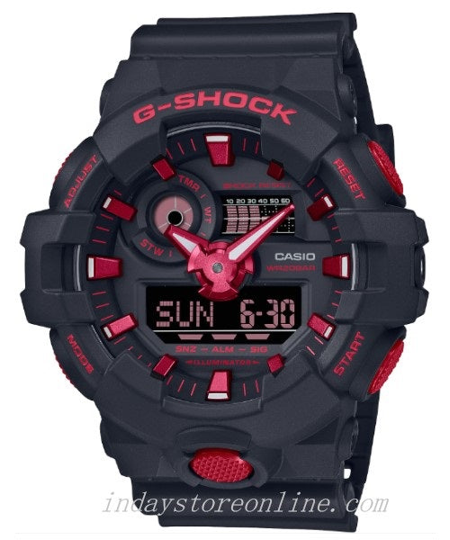 Casio G-Shock Men's Watch GA-700BNR-1A Analog-Diital GA-700 Series Ignite Red Line with Iconic black and fiery Red