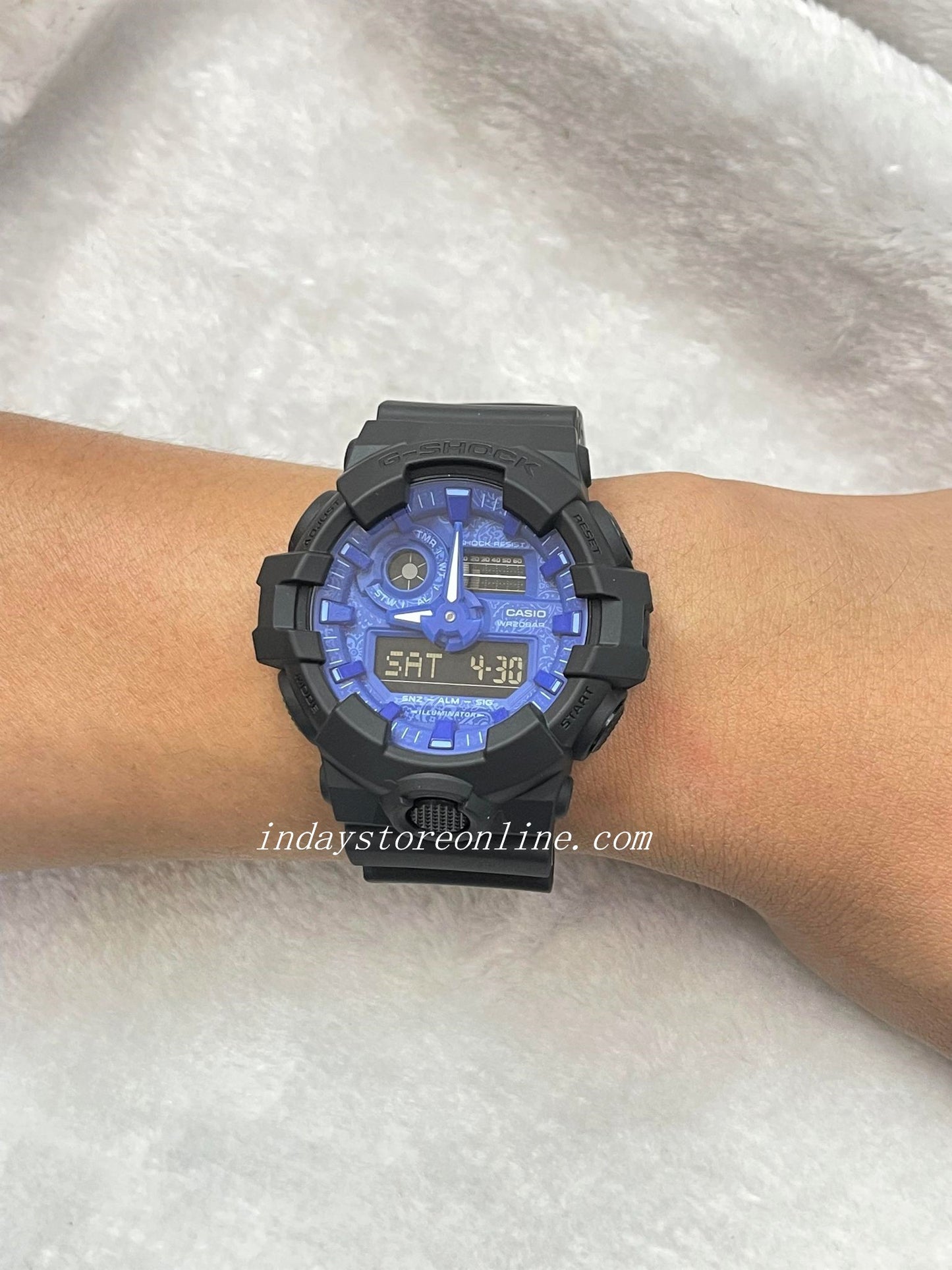 Casio G-Shock Men's Watch GA-700BP-1A Analog-Digital GA-700 Series Paisley Blue and Black Series
