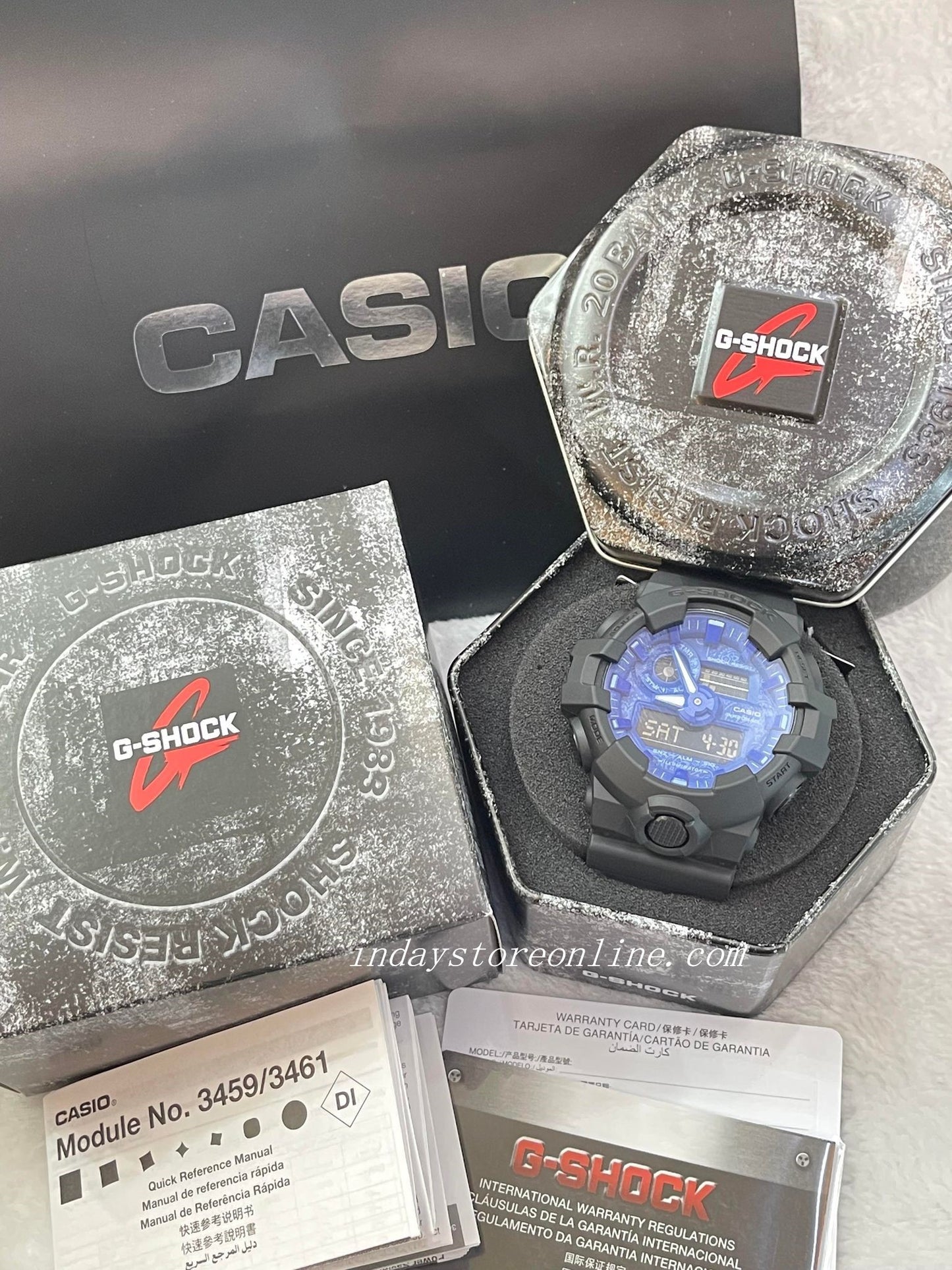 Casio G-Shock Men's Watch GA-700BP-1A Analog-Digital GA-700 Series Paisley Blue and Black Series