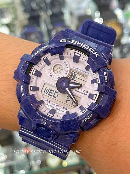Casio G-Shock Men's Watch GA-700BWP-2A Analog-Digital GA-700 Series Blue and White Motifs