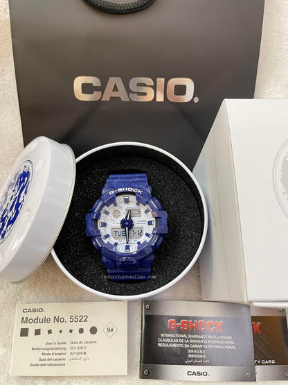 Casio G-Shock Men's Watch GA-700BWP-2A Analog-Digital GA-700 Series Blue and White Motifs
