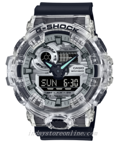 Casio G-Shock Men's Watch GA-700SKC-1A Analog-Digital GA-100 Series Camouflage Dial and Translucent Bezel