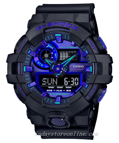 Casio G-Shock Men's Watch GA-700VB-1A Analog-Digital Virtual Blue Series Shock Resistant Mineral Glass
