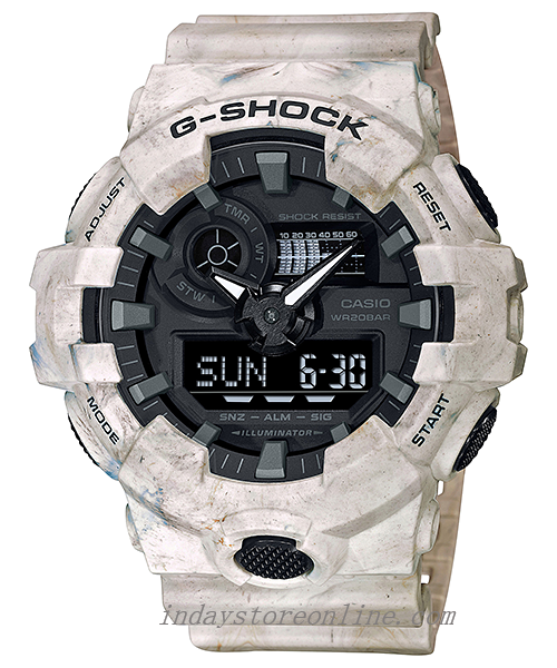 Casio G-Shock Men's Watch GA-700WM-5A Analog-Digital GA-700N Series Utility Wavy Marble Shock Resistant 200-meter Water Resistance Mineral Glass