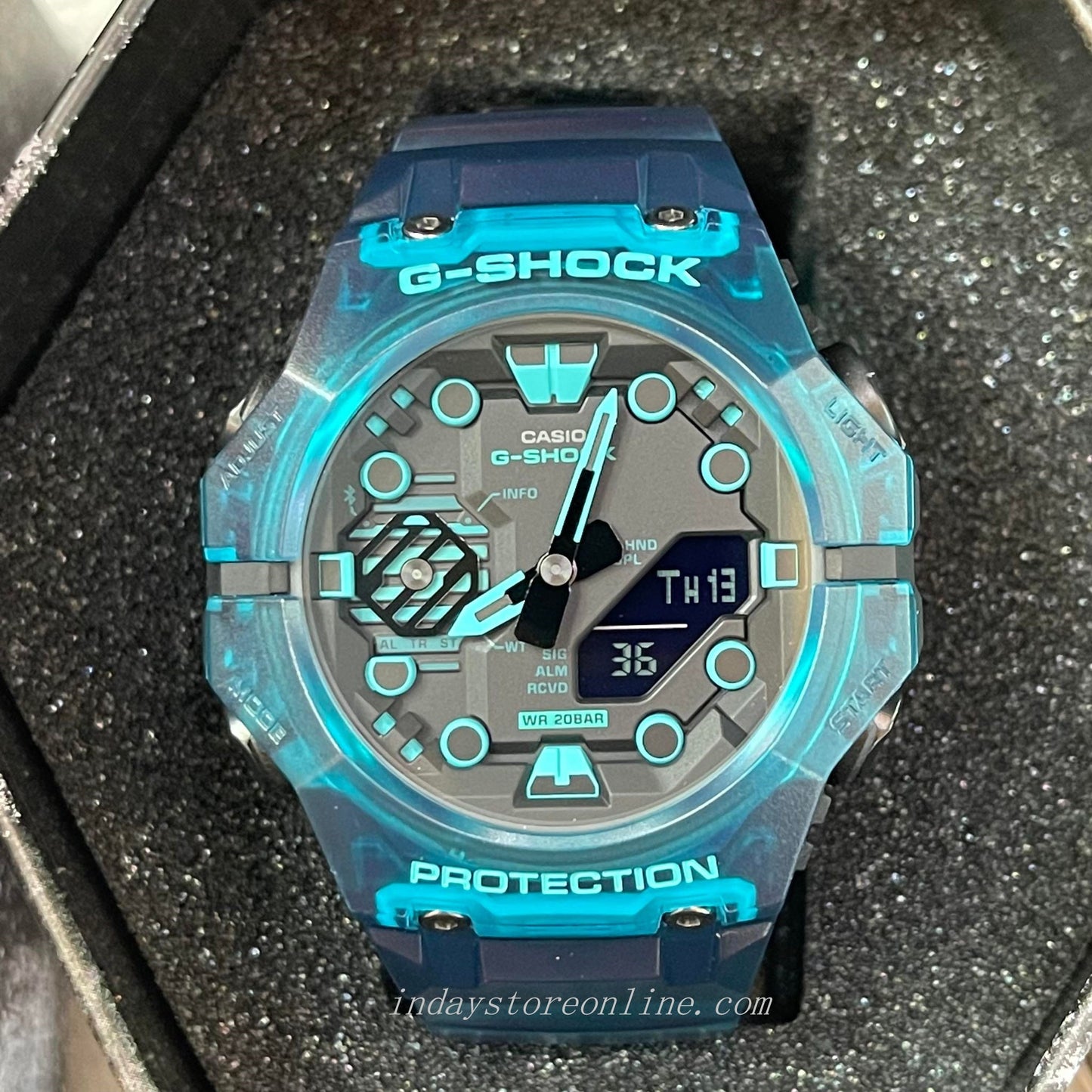 Casio G-Shock Men's Watch GA-B001G-2A Analog-Digital GA-B001 Series in Translucent Color Turquoise Blue