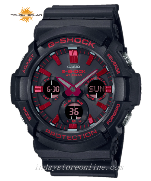 Casio G-Shock Men's Watch GAS-100BNR-1A Analog-Diital GAS-100 Series Ignite Red Line with Iconic black and fiery Red Tough Solar (Solar powered)