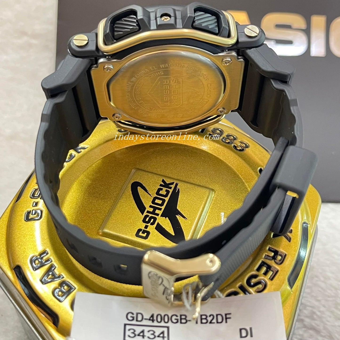 Casio G-Shock Men's Watch GD-400GB-1B2 Digital GD-400 Series Sporty Design Black and Gold Color