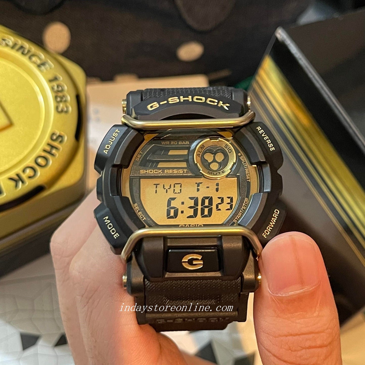 Casio G-Shock Men's Watch GD-400GB-1B2 Digital GD-400 Series Sporty Design Black and Gold Color