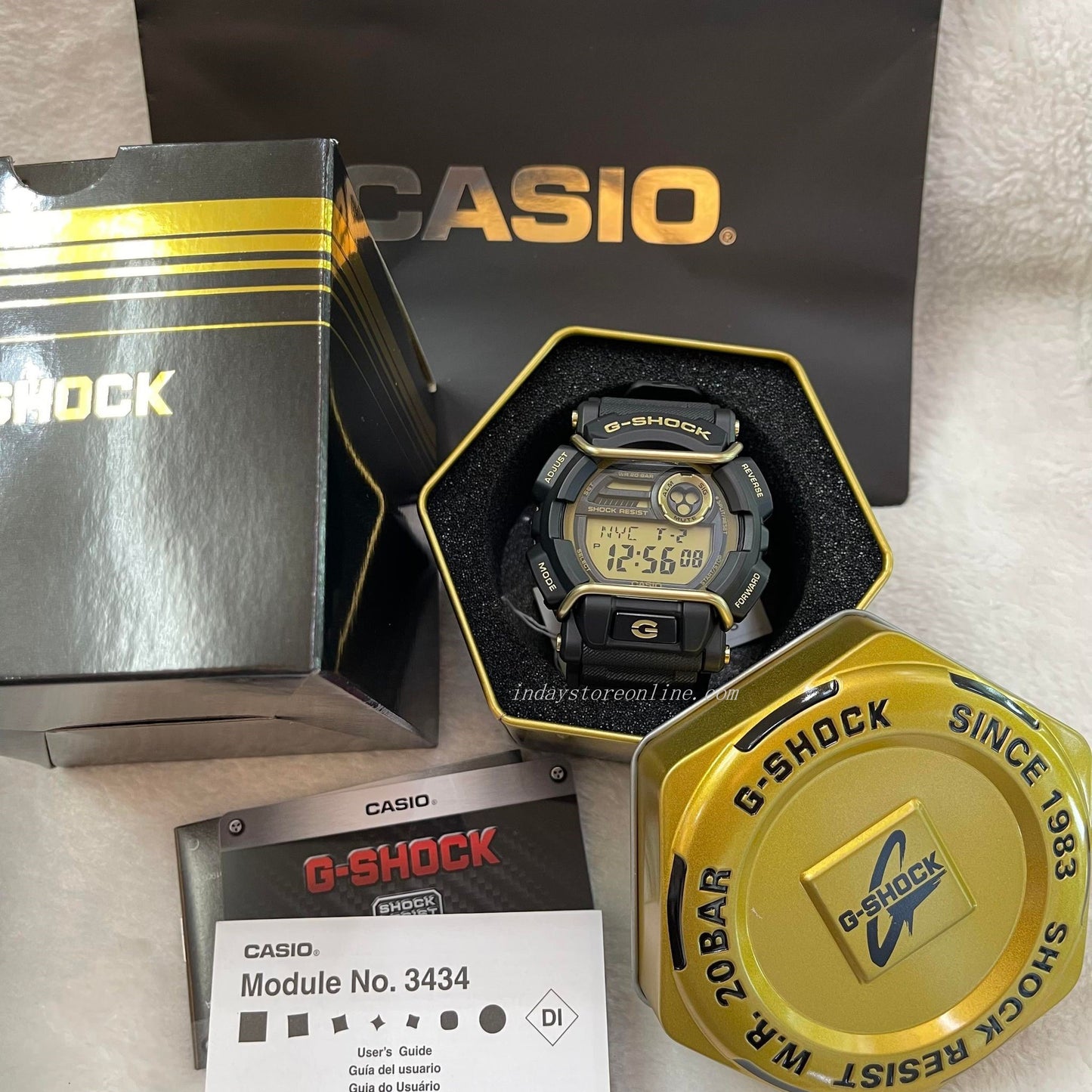 Casio G-Shock Men's Watch GD-400GB-1B2 Digital GD-400 Series Sporty Design Black and Gold Color