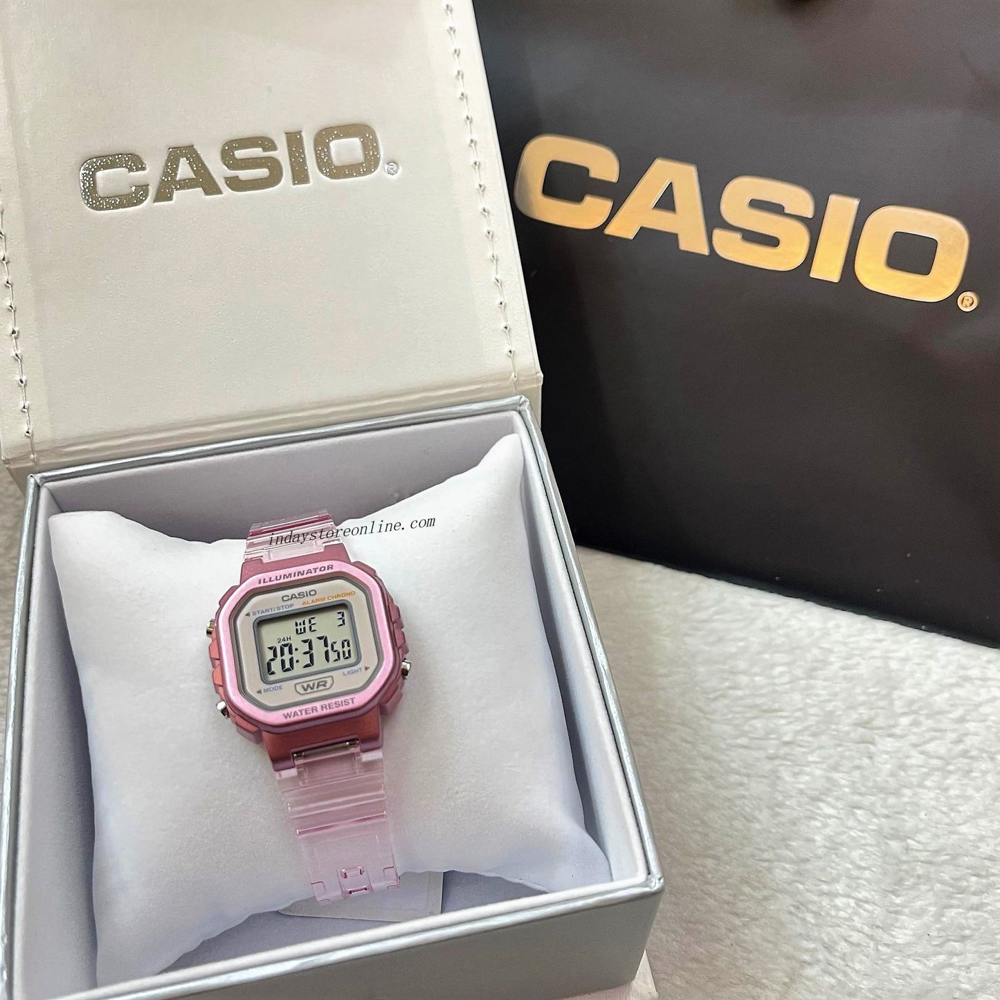 Casio Digital Women's Watch LA-20WHS-4A Digital Transparent Color Resin Band Resin Glass