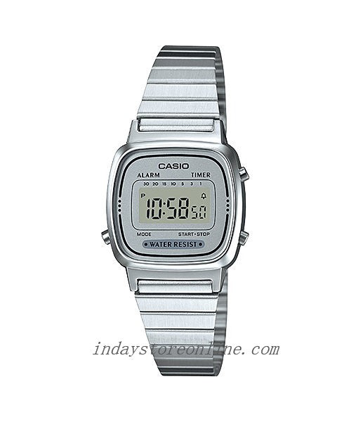 Casio Vintage Women's Watch LA670WA-7 Best Seller Silver Plated Stainless Steel Self-adjustable Band